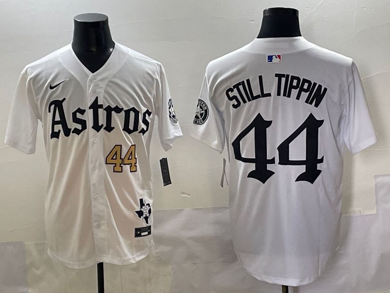 Men 2025 Houston Astros #44 Still Tippin White Five generations Joint Name Nike MLB Jersey style 2